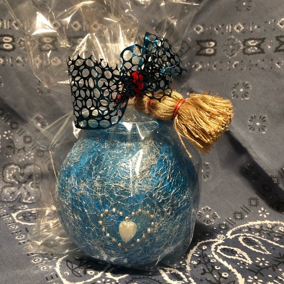 Hand Made - Blue & Pearl - Silver Heart Tea Light Candle Holder - Picture 1 of 11